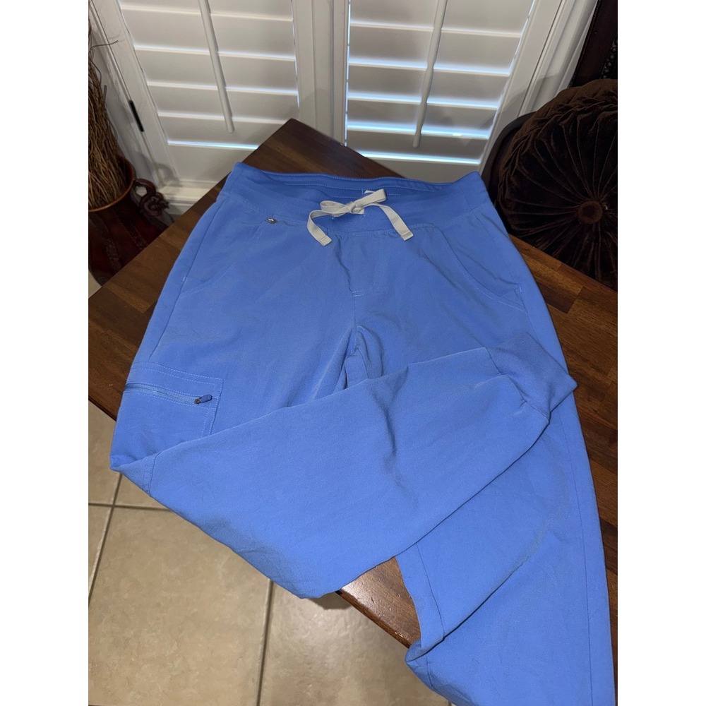 FIGS Technical Collection Scrub Pants XS Blue Jogger Cargo Drawstring Medical
